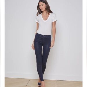 Club Monaco Blue Coated Low Rise Stretchy Skinny Jeans